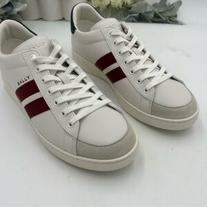 Men’s BALLY low top leather sneakers with signature stripes size 11 made Italy